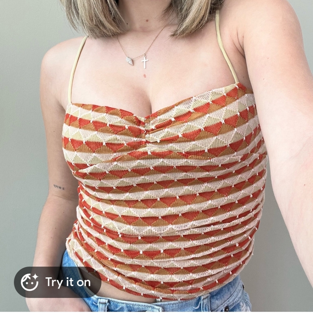 NWT Free People New Love Cami Tank Top In Strawberry Combo